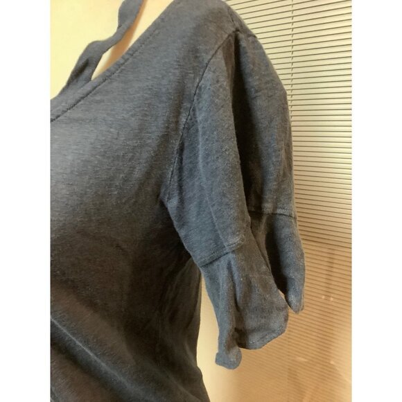 Red Haute Blue Linen Ruffle Sleeve Top -- NWT -- XS - Picture 3 of 10